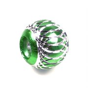 Aluminium perle med stort hul. 13 mm. Grøn